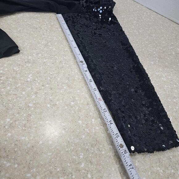 Nina Ricci Paris Sequin Blouse Black 100% Silk Vintage Top Women's Sz 8 - Picture 8 of 11